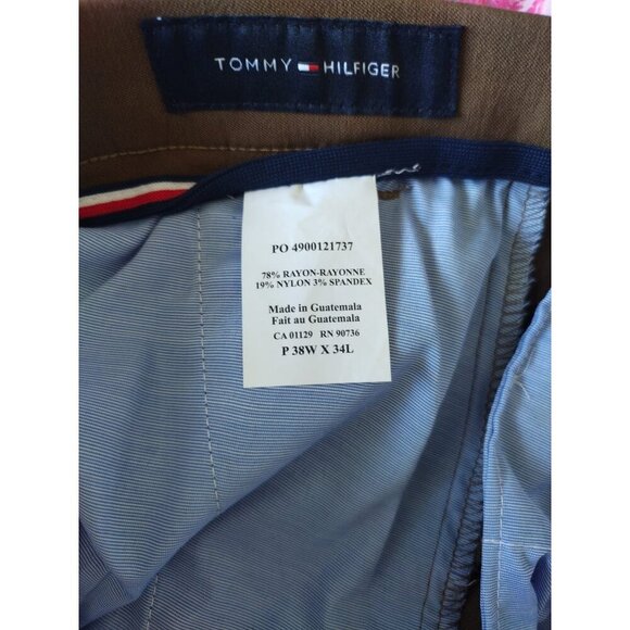 Tommy Hilfiger TH Flex Slim Fit Rayon Dress Pants in Brown, Size 38W X 34L, NWT - Picture 3 of 8